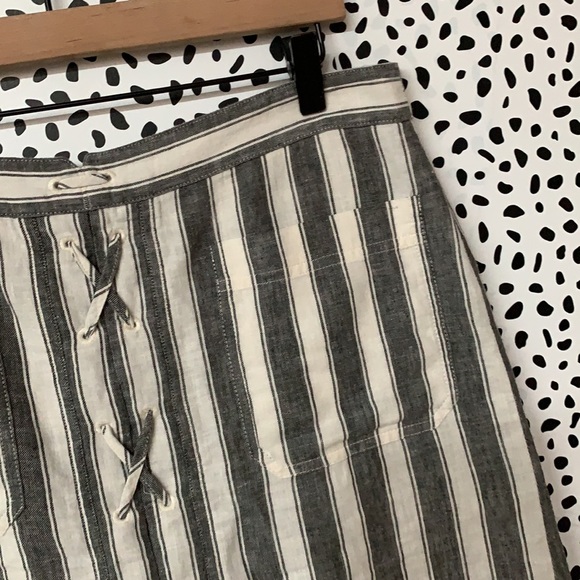 Madewell Striped Gray Lace Up Mini Skirt - Picture 4 of 6